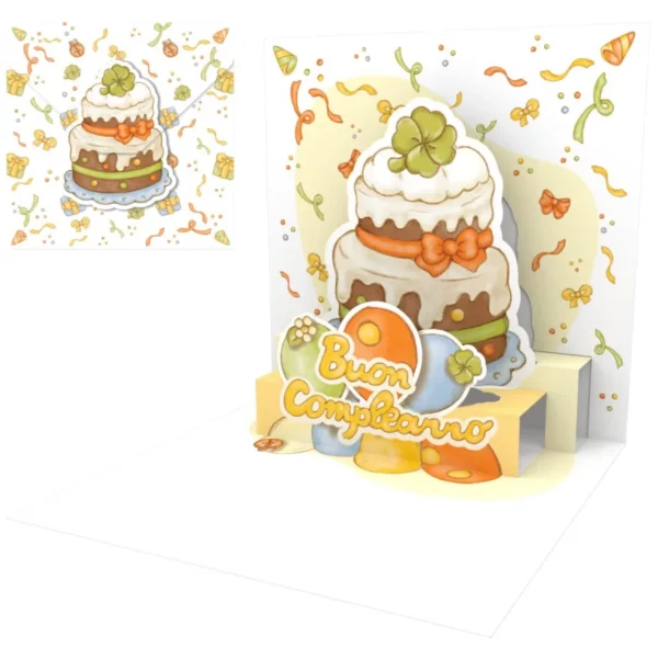 Biglietto di auguri  Torta di Compleanni    KIRIGAMI - POP UP THUN.