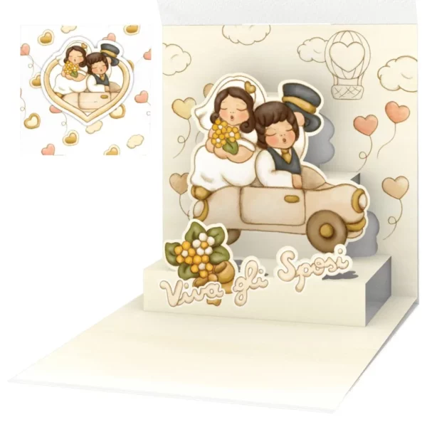 Biglietto di auguri  Sposi   KIRIGAMI - POP UP THUN
