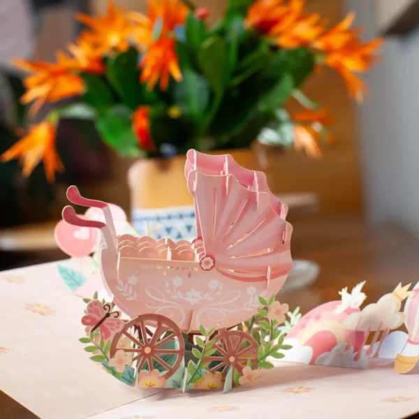 Biglietto di auguri  Carrozzina KIRIGAMI - POP UP