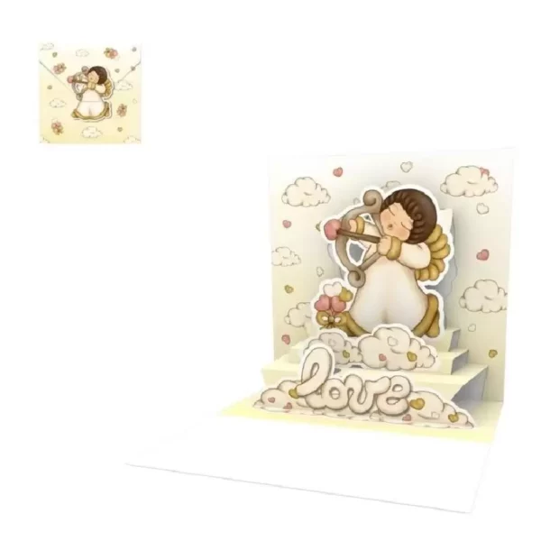 Biglietto di auguri  Cupido Amore    KIRIGAMI - POP UP THUN.
