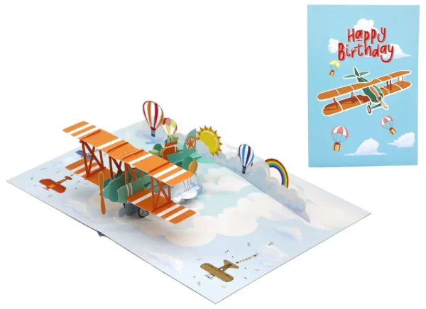 Biglietto di auguri Aereo KIRIGAMI - POP UP.