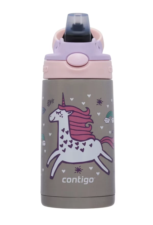 Borraccia per bambini Easy Clean AUTOSPOUT con isolamento sottovuoto,Unicorno 380 ml Contigo
